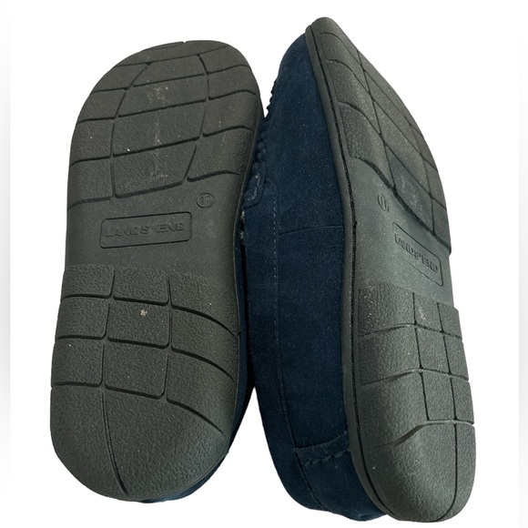Lands' End Blue Suede Leather Moc Slippers - Men's 11. Worn 1 XMAS morning :) - Picture 5 of 5
